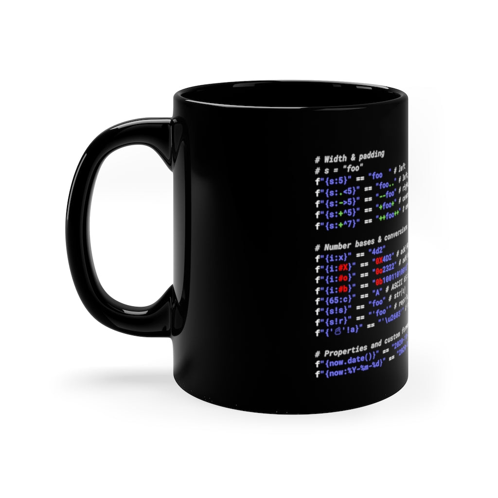 Python String Formatting Cheats Mug Dark