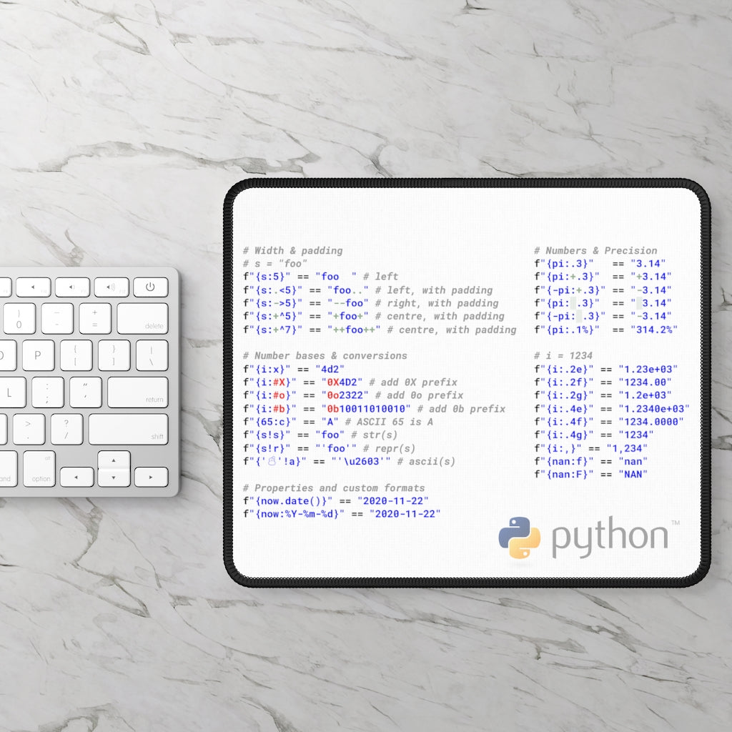 Python String Formatting Cheats Mousepad