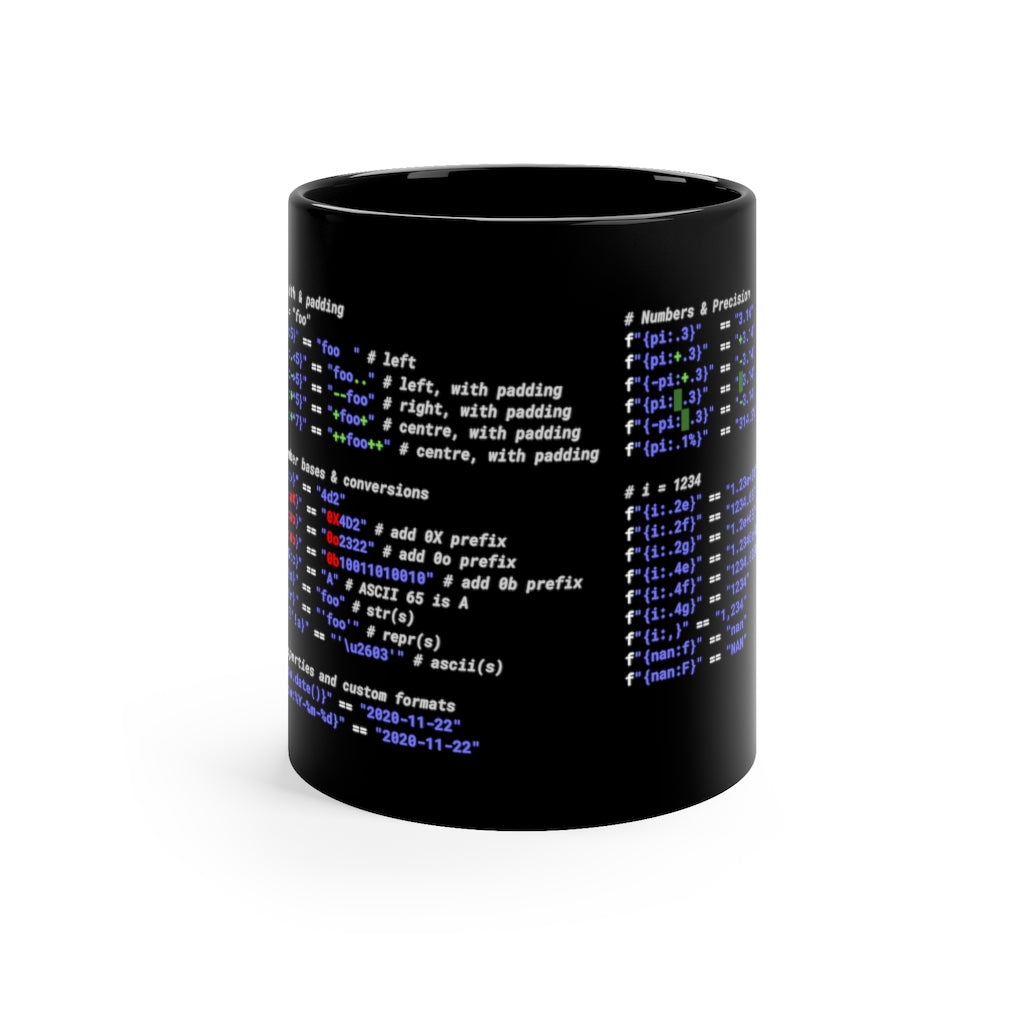 Python String Formatting Cheats Mug Dark