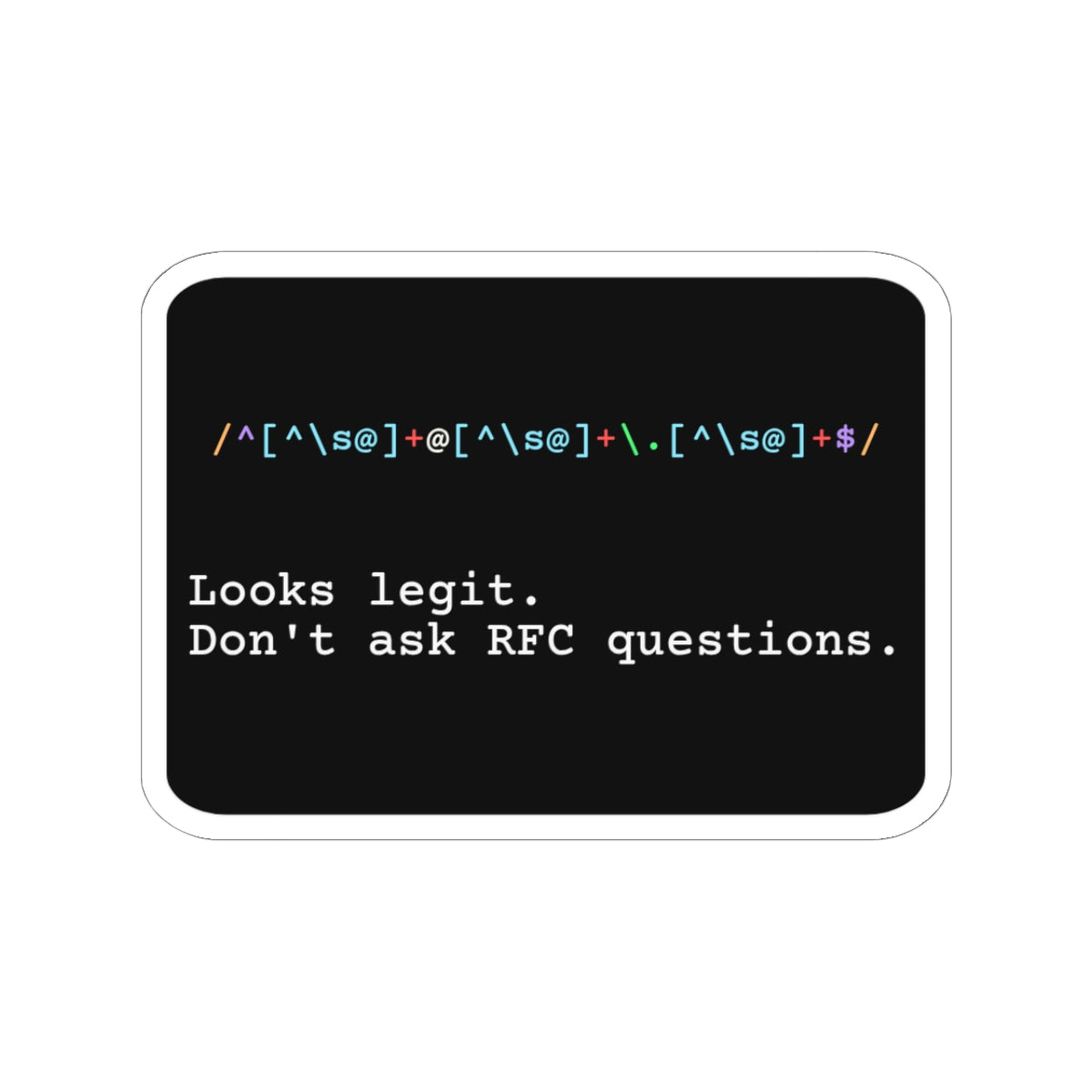 Regex Email Validator (Bold Optimism) Sticker (Dark Mode)