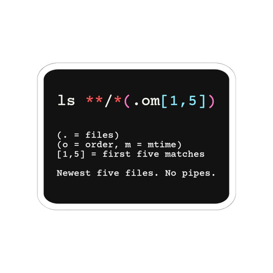 Zsh Glob Qualifiers Cheat Sticker (Dark Mode)