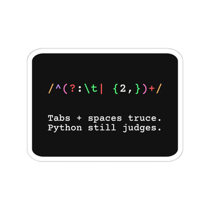 Regex Indentation Truce Sticker (Dark Mode)