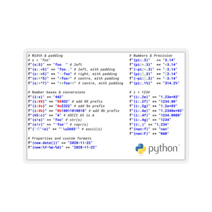 Python String Formatting Cheats Sticker