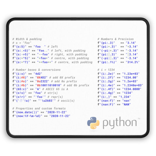 Python String Formatting Cheats Mousepad